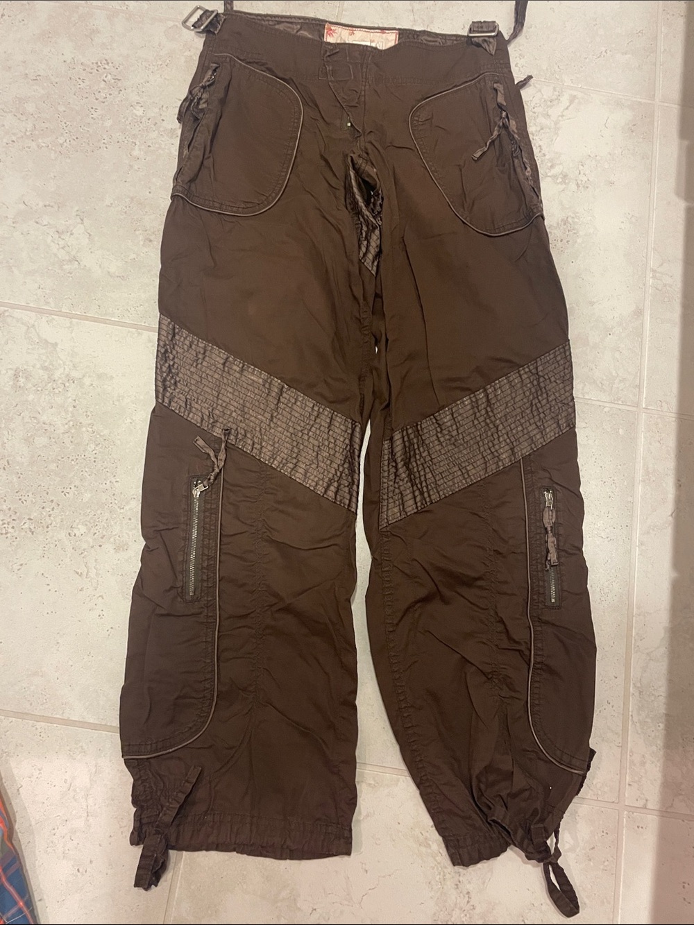 Abercrombie & Fitch Dark Brown Cargo Pants with Panel Details